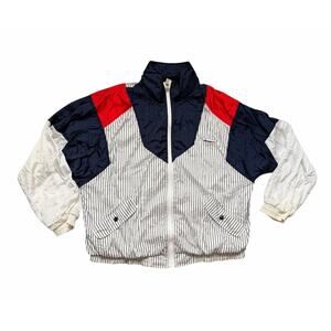 VTG 80s Ellesse Mens Colorblock Striped Windbreaker Jacket Tracksuit Sz 5 Retro